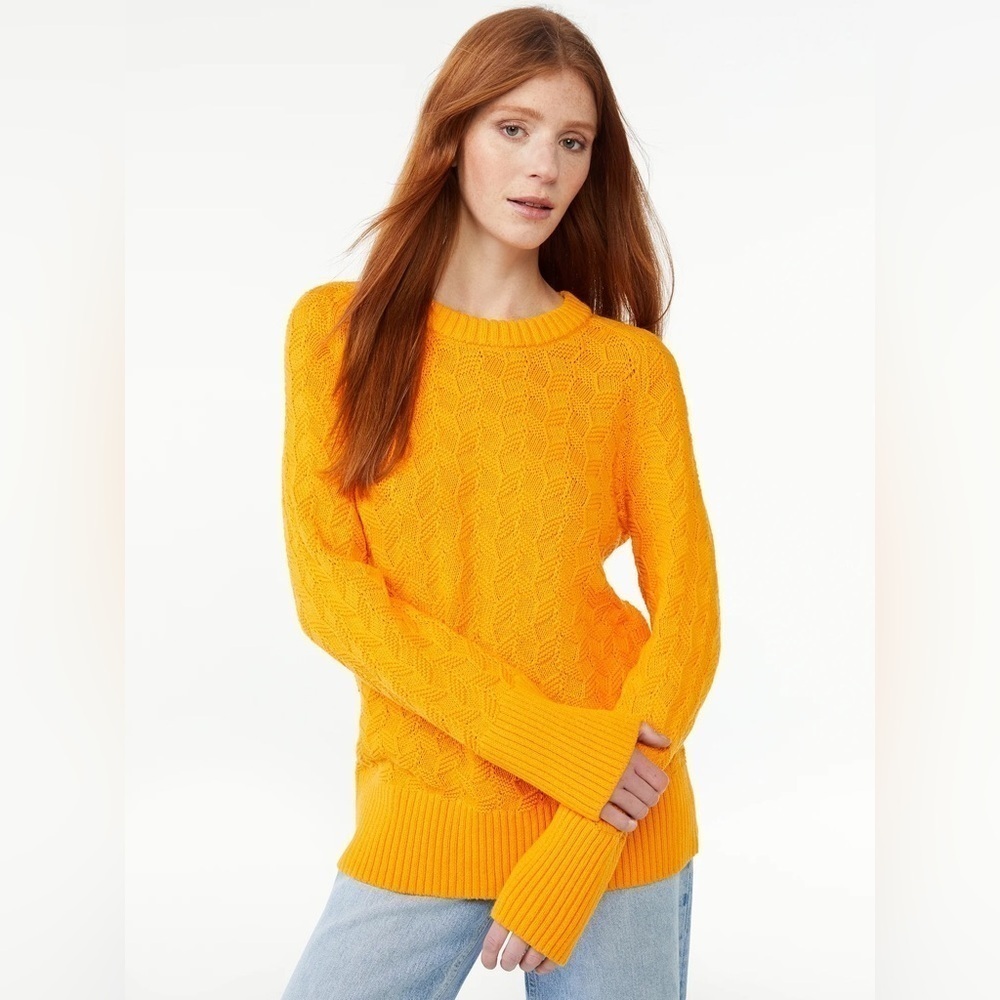 Free Assembly Crew Neck Sweater Extra Large Cadmium Yellow